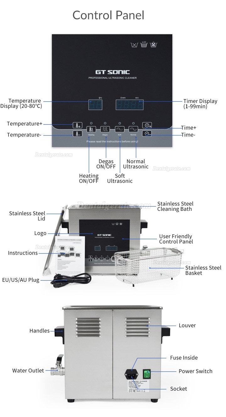 GT SONIC D-Series Digital edelstahl ultraschallreiniger mit heizung 2-27L(liter) 100-500W